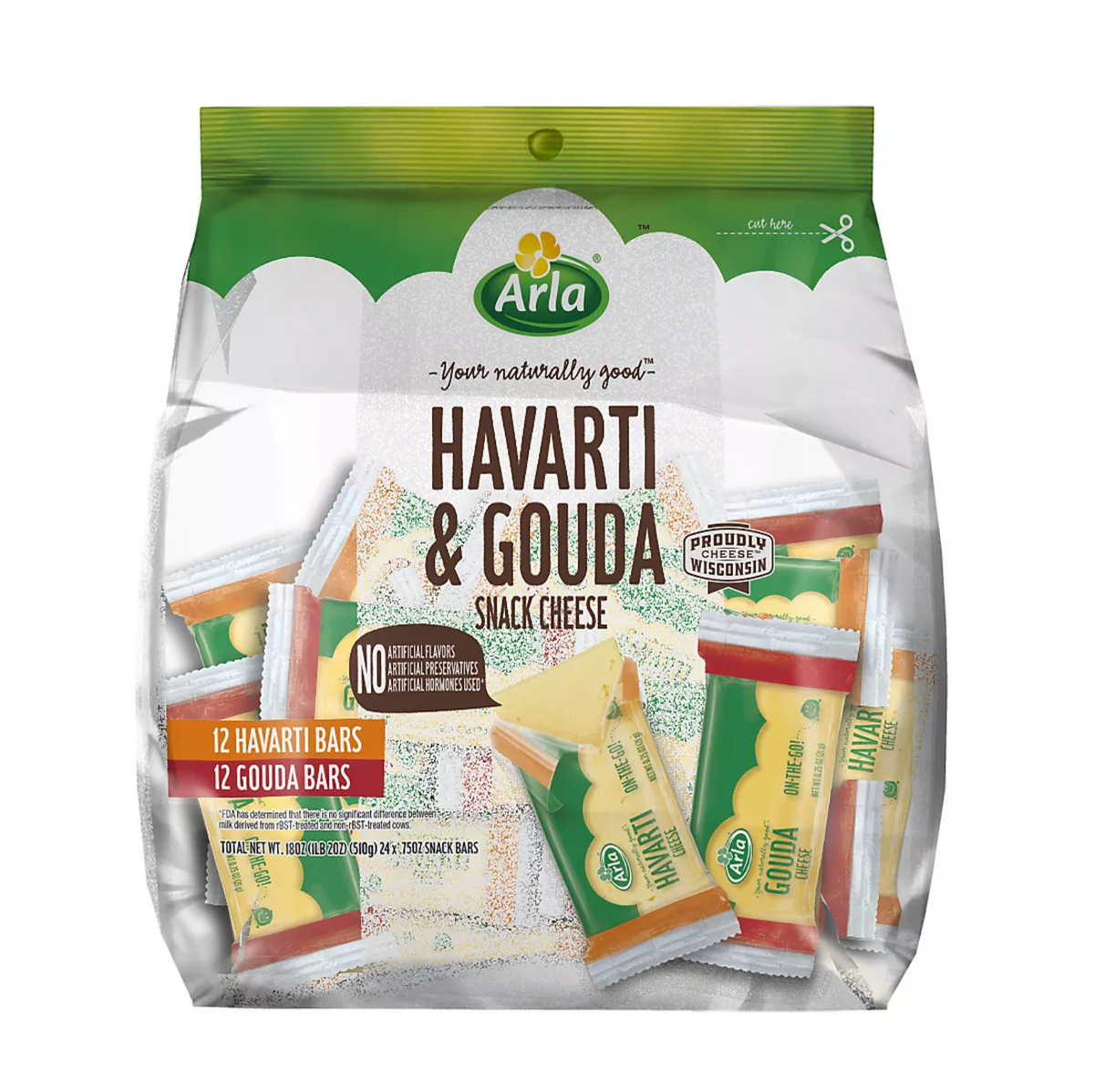 Arla Havarti & Gouda Snack Cheese, 0.75 Ounce Bar 24 Ct — Ms. Chef's