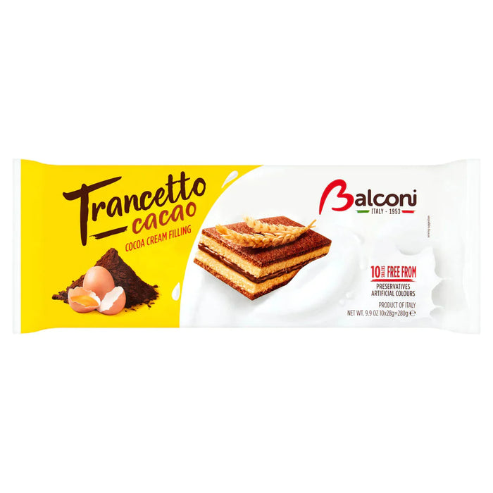 Balconi Trancetto Cacao Sponge Cake with Cocoa Cream Filling 1 Oz, 10 Count (280g) (Pack of 2)
