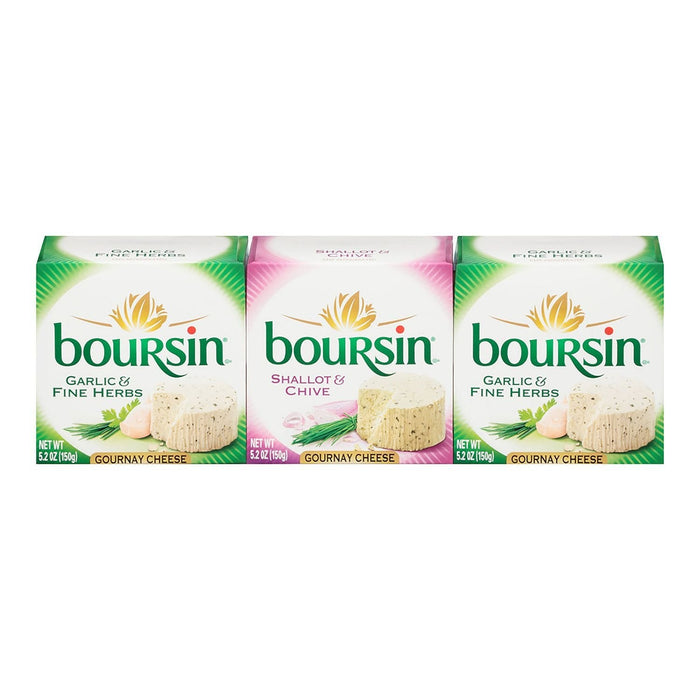 Boursin Garlic & Herb and Shallot Chive Cheese 5.2 Oz, 3 Count