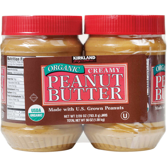Kirkland Signature Organic Creamy Peanut Butter, 28 oz (Pack of 2)