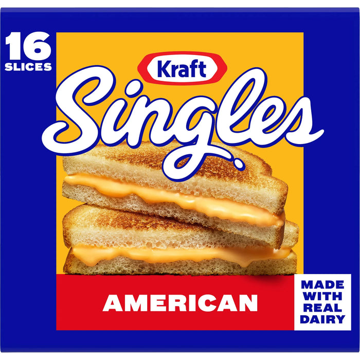 Kraft Cheese American Singles Yellow 12 Oz, 16 Slices (Pack of 4)