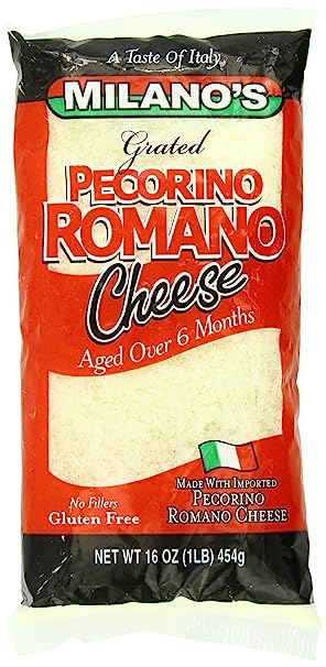 Milano's Romano Cheese Bags, Grated Pecorino, 16 Ounce (Pack of 2)