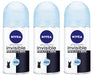 Nivea Invisible For Black & White Pure Roll-On for Women 1.7 Oz  / 50ml (Pack of 3)