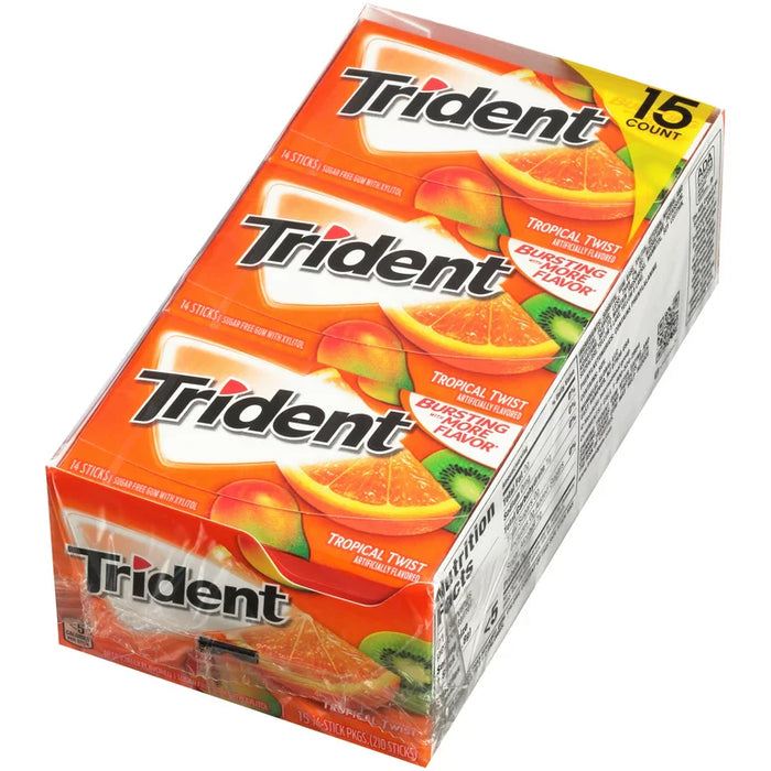Trident Gum Tropical Twist 14 Sticks, 15 Ct