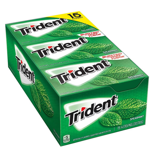 Trident Sugar Free Gum, Spearmint, 14 Pieces